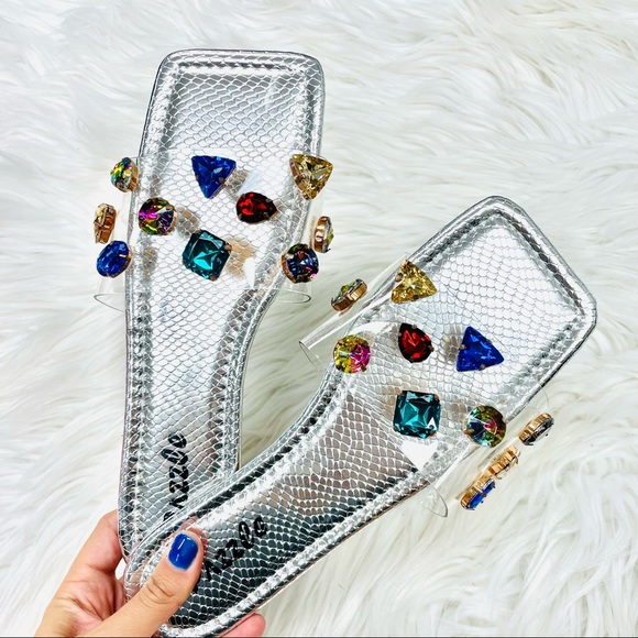 Silver clear gem sandal - Picture 2 of 6